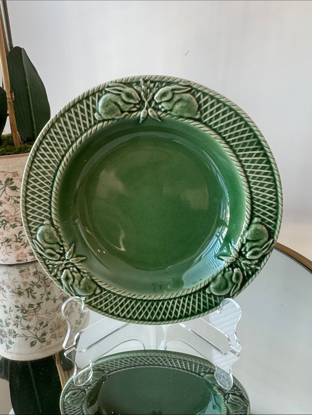 Bordallo Pinheiro Green Rabbit Bowl